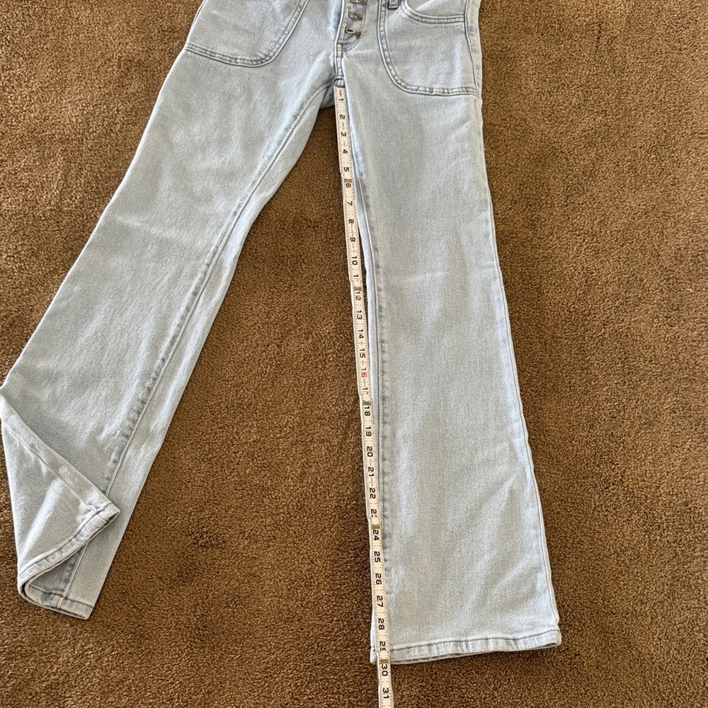 NWT Wild Fable Light Blue Exposed Button Flare Jeans Size 0 - Picture 7 of 7